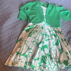 Green Floral Kids Formal Dress